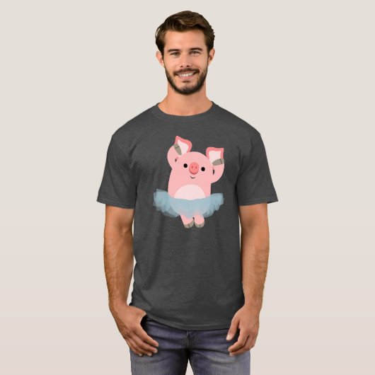 Cute Cartoon Ballerina Pig T-Shirt (Voorkant volledig)