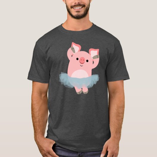 Cute Cartoon Ballerina Pig T-Shirt (Voorkant)
