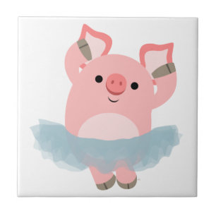 Cute Cartoon Ballerina Pig Tegel Tegeltje