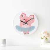 Cute Cartoon Ballerina Pig Wall klok (Huis)