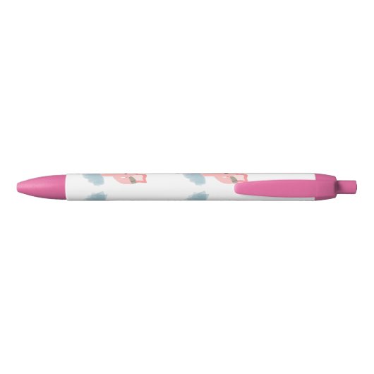 Cute Cartoon Ballerina Pig Zwarte Inkt Pen (Achterkant)