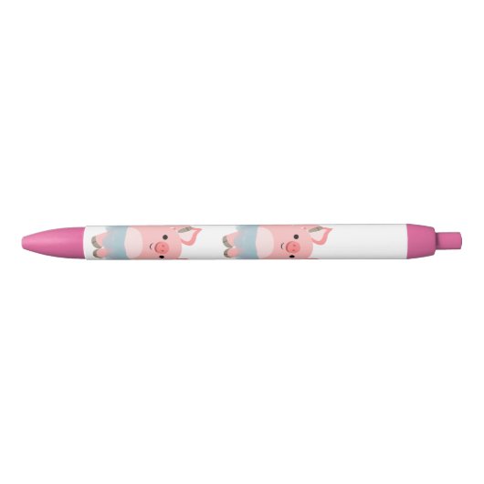 Cute Cartoon Ballerina Pig Zwarte Inkt Pen (Voorkant)