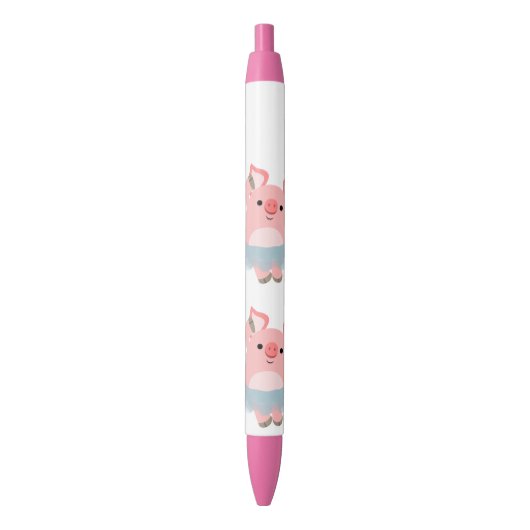 Cute Cartoon Ballerina Pig Zwarte Inkt Pen (Voorkant Verticaal)