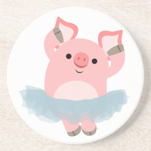 Cute Cartoon Ballerina Varken Onderzetter