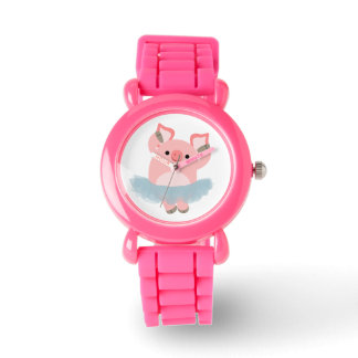 Cute Cartoon Ballerina Varkenshorloge Horloge