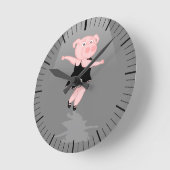 Cute Cartoon Ballet Dancing Pig Ronde Klok (Hoek)