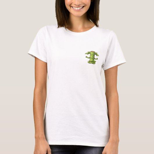 Cute Cartoon Bamboo Character Meditating in Lotus  T-shirt (Voorkant)