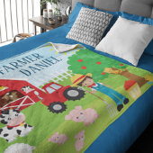 Cute Cartoon Barnyard Animals, Farmer en Tractor Fleece Deken