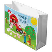 Cute Cartoon Barnyard Animals, Farmer en Tractor Groot Cadeauzakje (Voorkant Gekanteld)