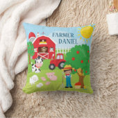 Cute Cartoon Barnyard Animals, Farmer en Tractor Kussen (Deken)