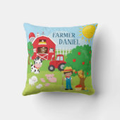 Cute Cartoon Barnyard Animals, Farmer en Tractor Kussen (Achterkant)