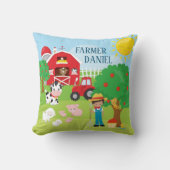 Cute Cartoon Barnyard Animals, Farmer en Tractor Kussen (Voorkant)