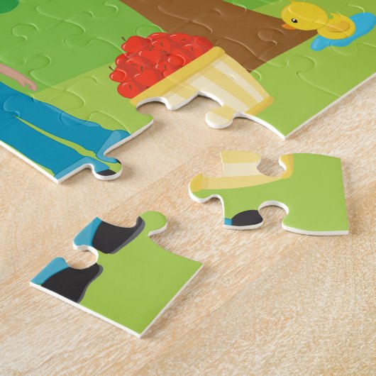 Cute Cartoon Barnyard Animals, Farmer en Tractor Legpuzzel (Zijkant)