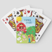 Cute Cartoon Barnyard Animals, Farmer en Tractor Pokerkaarten (Achterkant)
