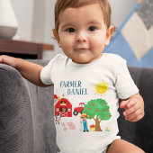 Cute Cartoon Barnyard Animals, Farmer en Tractor Romper