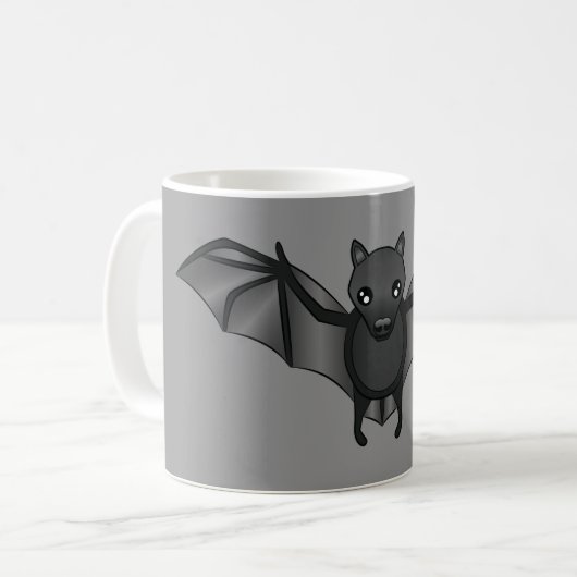 Cute Cartoon Bat Illustration on Grey Koffiemok (Voorkant links)