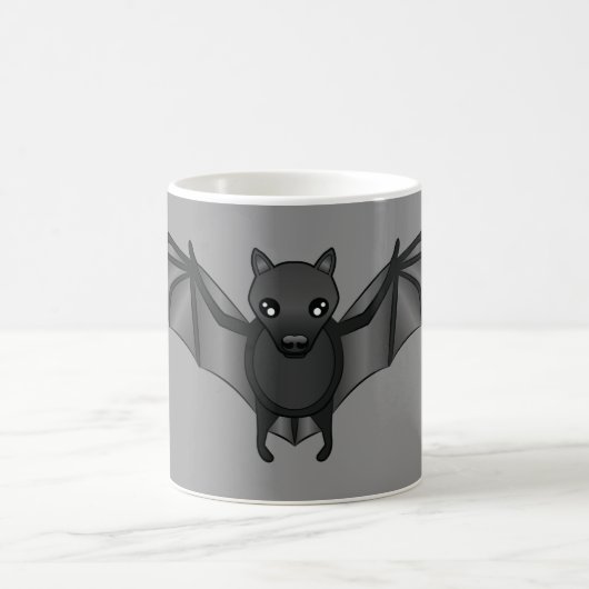 Cute Cartoon Bat Illustration on Grey Koffiemok (Center)