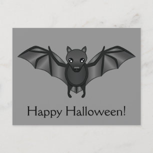 Cute Cartoon Bat met Happy Halloween-tekst Briefkaart