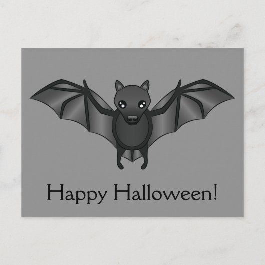 Cute Cartoon Bat met Happy Halloween-tekst Briefkaart (Voorkant)