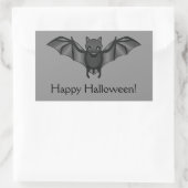Cute Cartoon Bat met Happy Halloween-tekst Rechthoekige Sticker (Tas)