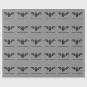 Cute Cartoon Bat Pattern met Happy Halloween Text Cadeaupapier (Vlak)
