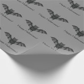 Cute Cartoon Bat Pattern met Happy Halloween Text Cadeaupapier (Hoek)