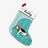 Cute Cartoon Beagle op Couch Fun Hondenliefhebber Kleine Kerstsok (Voorkant (Hangend))