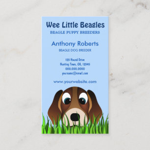 Cute Cartoon Beagle Puppy Dog in Grass Breeder Visitekaartje