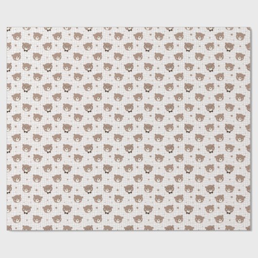 Cute Cartoon Bear Pattern Wrapping Paper Roll Cadeaupapier (Vlak)
