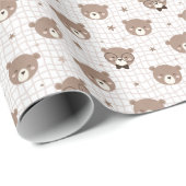 Cute Cartoon Bear Pattern Wrapping Paper Roll Cadeaupapier (Rol Hoek)
