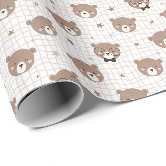 Cute Cartoon Bear Pattern Wrapping Paper Roll Cadeaupapier (Rol Hoek)