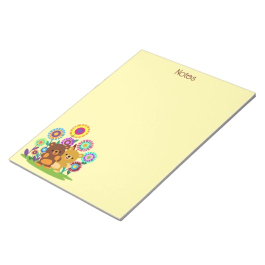 Cute Cartoon Bears' Garden Notepad Notitieblok (Schuin)