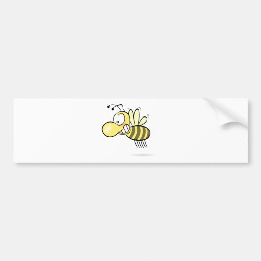 Cute Cartoon Bee Buzzing Around with Grin on Face Bumpersticker (Voorkant)