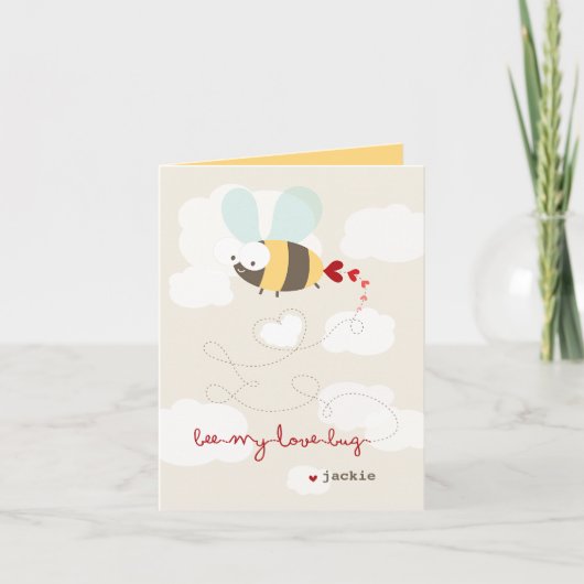 Cute Cartoon Bee Mine Love Valentijn Photo Card Feestdagen Kaart (Voorkant)