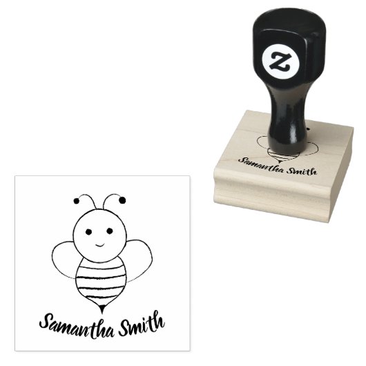 Cute Cartoon Bee Rubberstempel (Gestempeld)