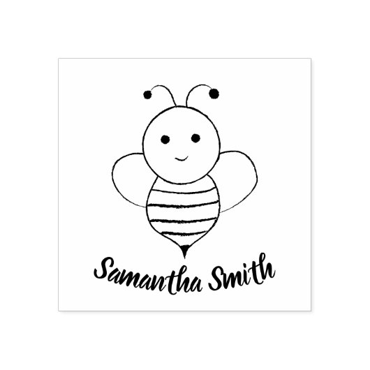 Cute Cartoon Bee Rubberstempel (Afrduk)