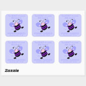 Cute Cartoon Bee Schoolbook Name Labels Paars (Vel)