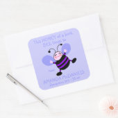 Cute Cartoon Bee Schoolbook Name Labels Paars (Envelop)
