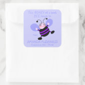Cute Cartoon Bee Schoolbook Name Labels Paars (Tas)