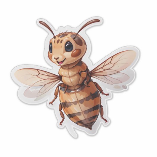 Cute Cartoon Bee Sticker (Voorkant)