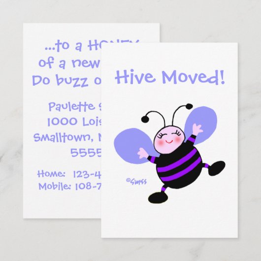 Cute Cartoon Bee Woman Moving Announcement Aankondiging (Voorkant / Achterkant)