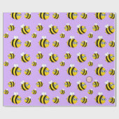 Cute Cartoon Bee Wrapping Paper Cadeaupapier (Vlak)