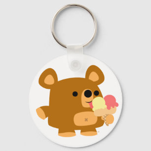 Cute Cartoon Beer met Ice Cream Sleutelhanger