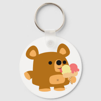 Cute Cartoon Beer met Ice Cream Sleutelhanger