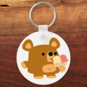 Cute Cartoon Beer met Ice Cream Sleutelhanger (Voorkant)