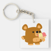 Cute Cartoon Beer met ijscream AcrylSleutelhanger Sleutelhanger (Voorkant)