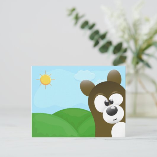 Cute Cartoon Beer Photo Bomb Briefkaart (Staand voorkant)