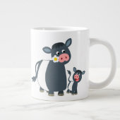Cute Cartoon Belted Galloway Cow and Calf Grote Koffiekop (Rechts)