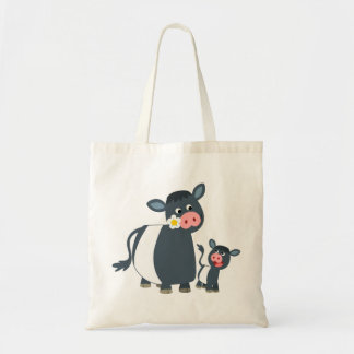 Cute Cartoon Belted Galloway Cow & Calf Bag Tote Bag