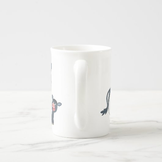 Cute Cartoon Belted Galloway Koe and Calf Porselein Kop (Achterkant)